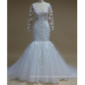 Q029 Luxury Mermaid Wedding Dress Long Sleeve Lace Sexy Applique Wedding Dresses